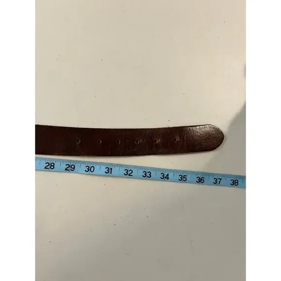 GAP Brown Genuine Leather Brass Buckle Belt Unisex Size Small - Picture 8 of 12